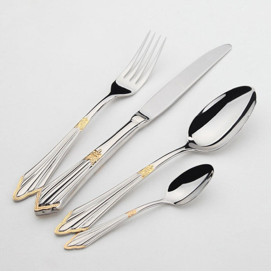 24/48-Piece Stainless Steel Cutlery Set – Gold Finish