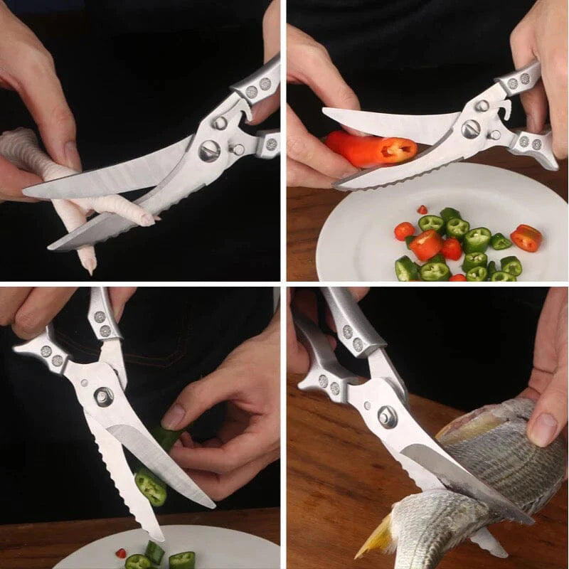 Multifunction Poultry Shears – Stainless Steel, 3.5mm Blades & Spring-Loaded Grip