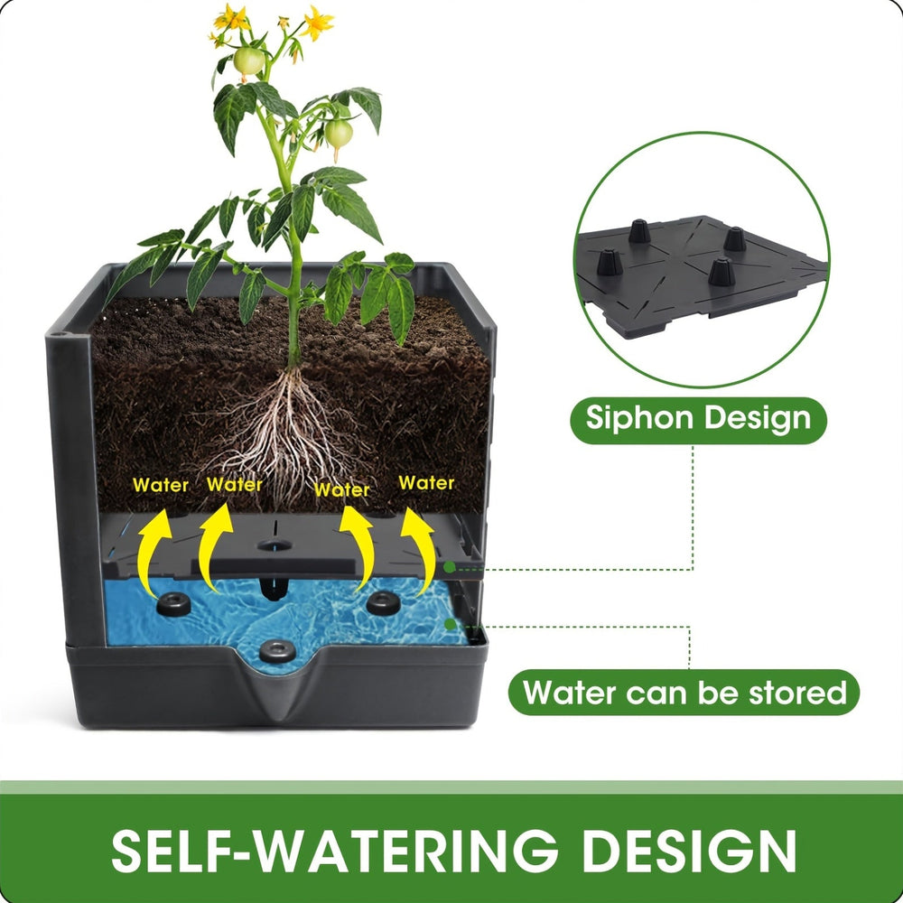 Self-Watering Planter Box with Trellis – Weatherproof, Drainage, Anthracite