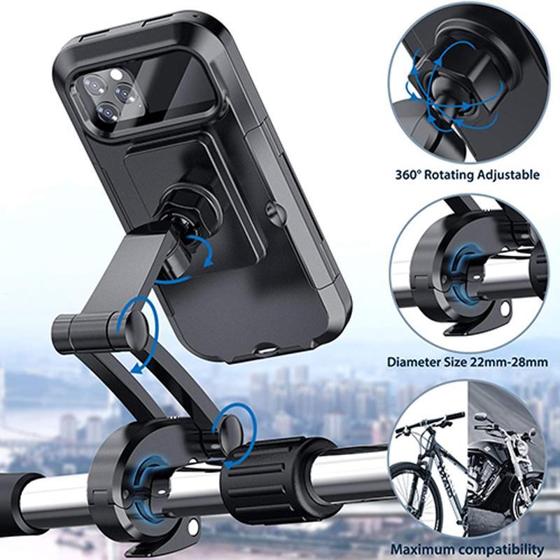Waterproof Bike Phone Mount – 15W Wireless Charging, 5000mAh, Fits 4.5–6.8 Inch Phones