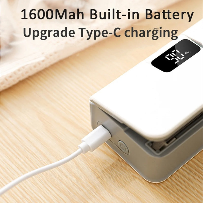 Electric Bag Sealer – Rechargeable, LCD Battery Display & USB Charging