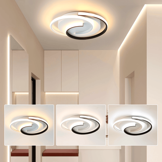 LED Ceiling Light – Spiral Design, Semi Flush Mount &amp; Adjustable Color Temperature