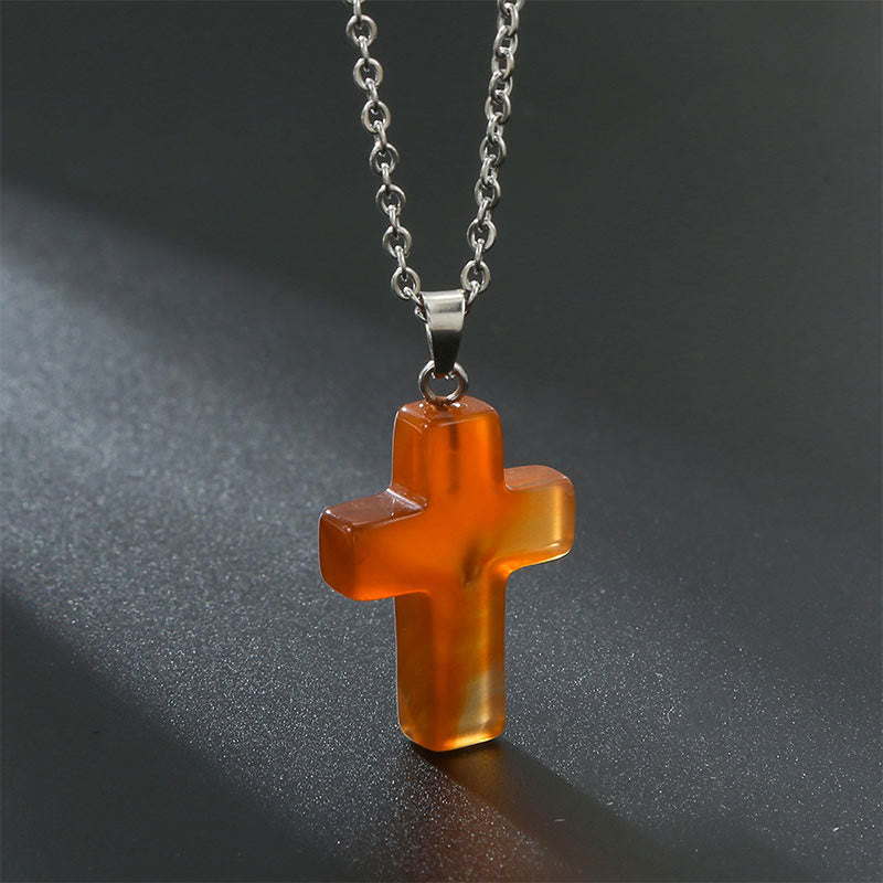 Seraphina Cross Necklace - Red Agate