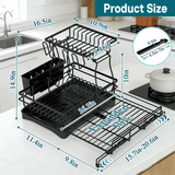 2-Tier Dish Drying Rack – Expandable, Drip Tray & Cutlery Holder