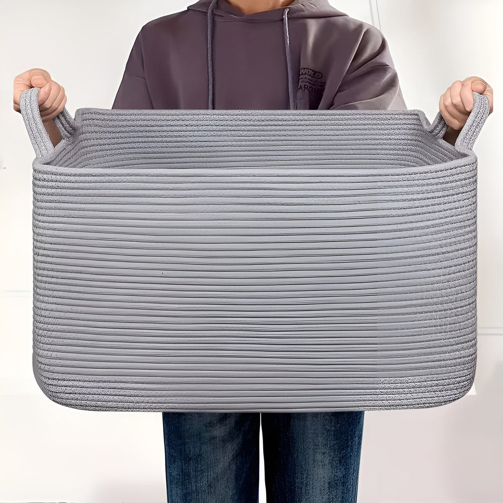 Optimized Product Title: "Großer Baumwollseil Aufbewahrungskorb mit Griffen – Robuster und Stilvoller Organizer für Zuhause" 

This title includes relevant keywords while also highlighting the product's features and benefits, making it more appealing for
