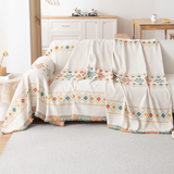 Chenille Sofa Throw – Reversible Geometric Fringe, Machine-Washable & 180×130–300cm