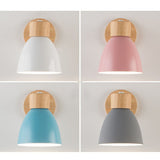 Modern Minimalist Wall Sconce | Wood & Iron Macaron Lamp