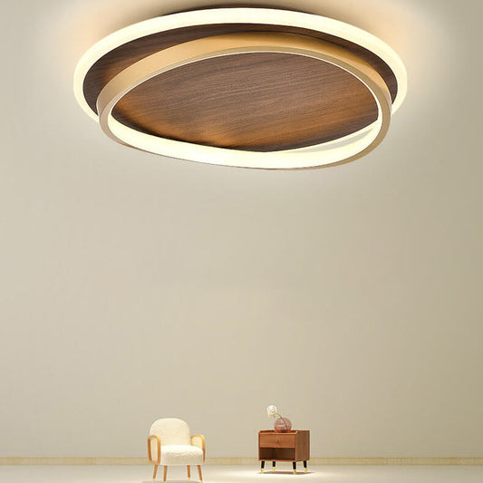 Ceiling Lamp – Walnut & Gold Finish, LED Illumination & Multiple Sizes