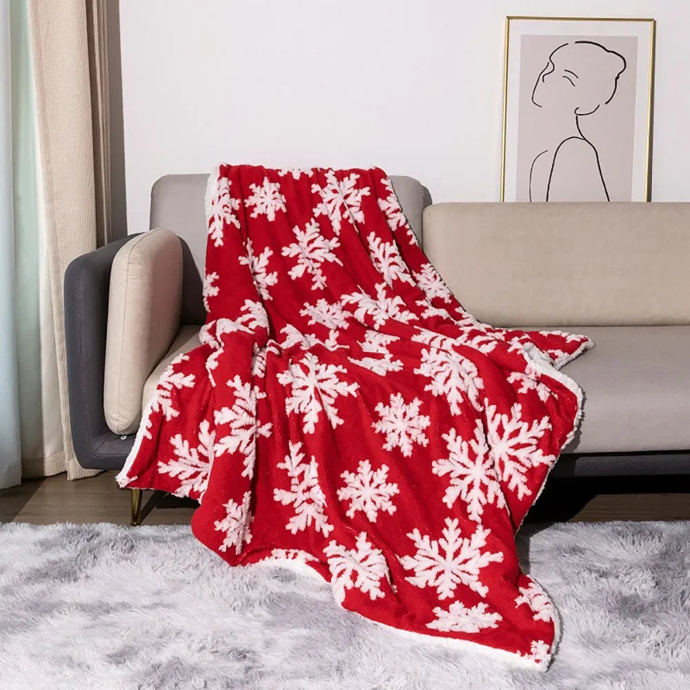 Cozy Christmas Wool Blanket Throw - Perfect for Sofa & Bed Decor