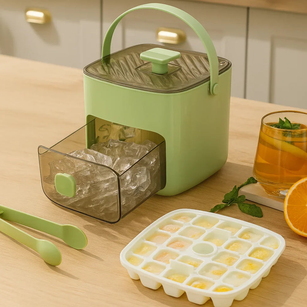 Optimized Product Title: **Eiswürfelbox mit Druckfunktion – 48 mühelos hergestellte, kleckerfreie Eiswürfel für perfekte Erfrischungen**