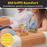 Enhanced Product Title: "Umweltfreundlicher Bambus Armlehnen Tablett – Praktischer Becher- und Snackhalter für das Sofa" 

This title maintains the original meaning while improving clarity and appeal for Google Shopping.
