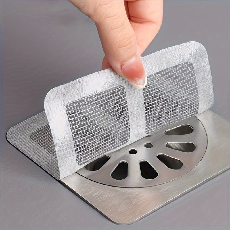 Disposable Drain Hair Catcher Stickers – 10-Pack, Waterproof Mesh & 10×10cm