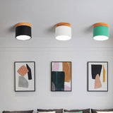 Scandinavian Macaron LED Ceiling Light | Wooden Accent Flush Mount
