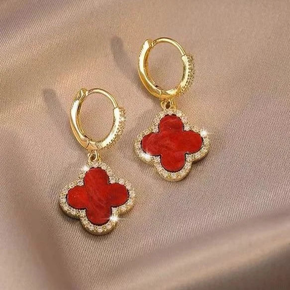 Clara Clover Earrings - Red