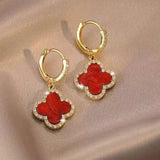 Clara Clover Earrings - Red