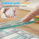Geometry Ruler with Protractor – Transparent PP, Rotating Angle & Shape Stencils