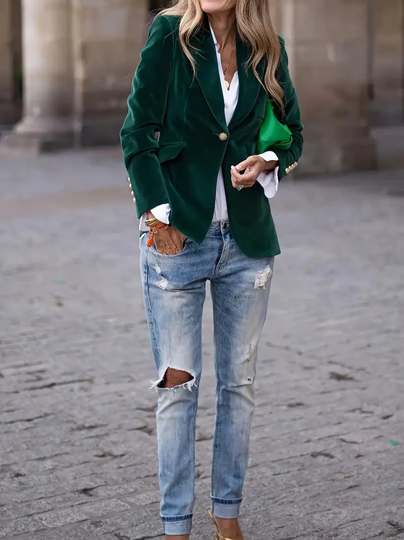Enhanced Product Title: Julissa™ Elegant Velvet Blazer for Women - Stylish & Sophisticated Outerwear

This optimized title includes relevant keywords while maintaining clarity and appeal for potential buyers.