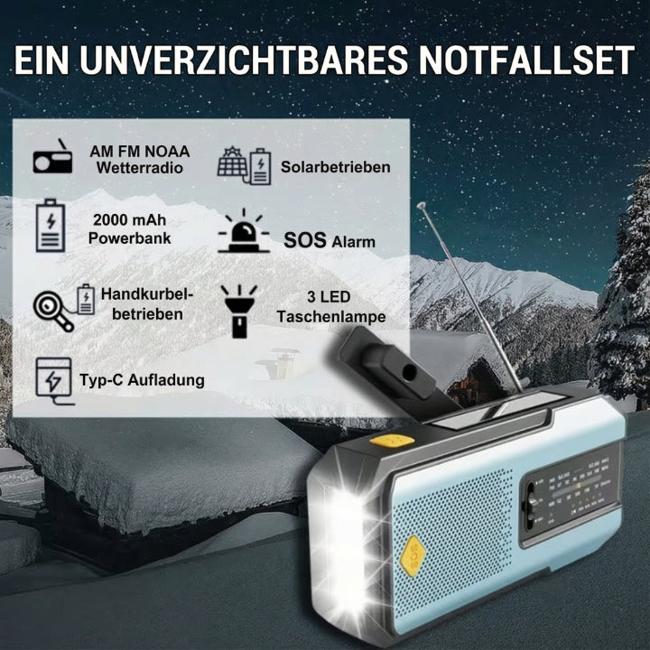 Emergency Weather Radio – Solar & Hand Crank, AM/FM/Weather & Power Bank