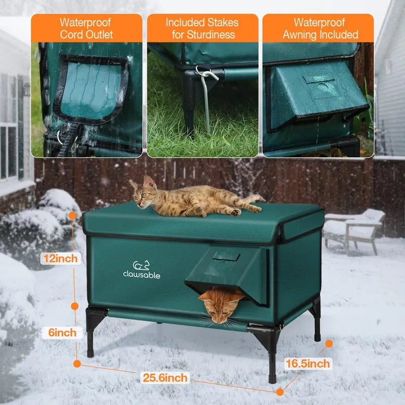 Heated Outdoor Cat House – Waterproof, Insulated & Raised Platform