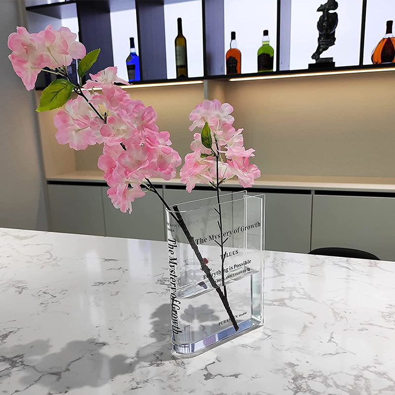 Book-Shaped Acrylic Bud Vase – Clear, Shatterproof & Modern Minimalist