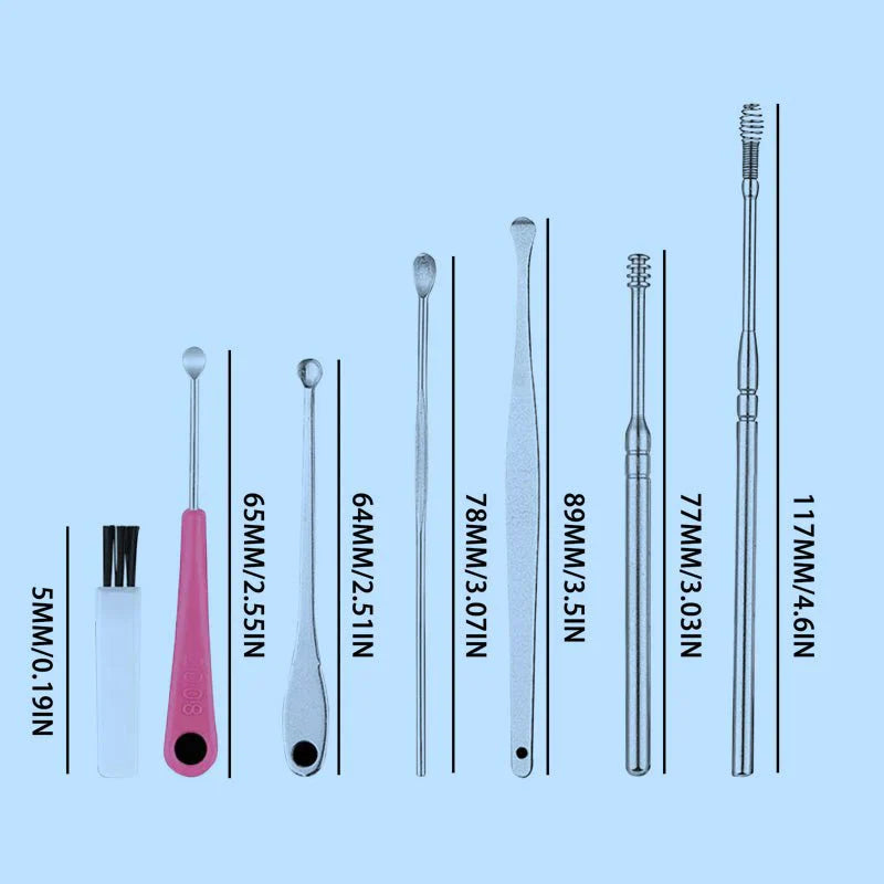 Stainless Steel Ear Cleaning Set – 6 Tools, Reusable & Storage Case