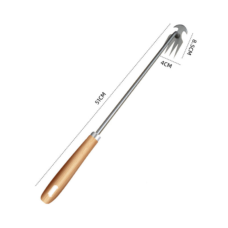 Stainless Steel Weeding Fork – Ergonomic Wooden Handle, 3-Prong & 40/50cm Lengths