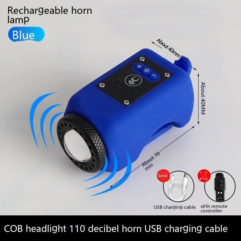 2-in-1 Bike Light & Horn – 12 COB LEDs, 110dB Horn & USB Rechargeable
