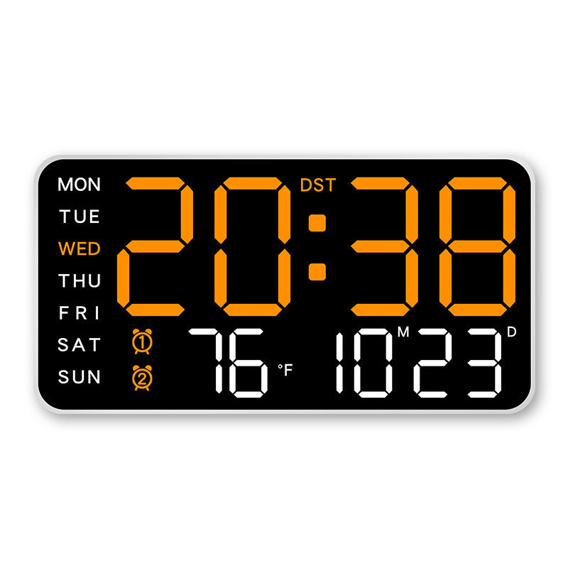 Digital LED Wall Clock – 21.5cm Display, Silent Operation & Time/Date/Temperature
