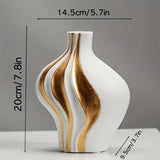 Modern Ceramic Vase | Black & White with Gold Accents – Luxury Tabletop & Mantelpiece Decoration
