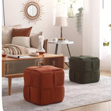 Corduroy Footstool Ottoman – Foam-Filled, Extra Seat & Soft Velvety Cover