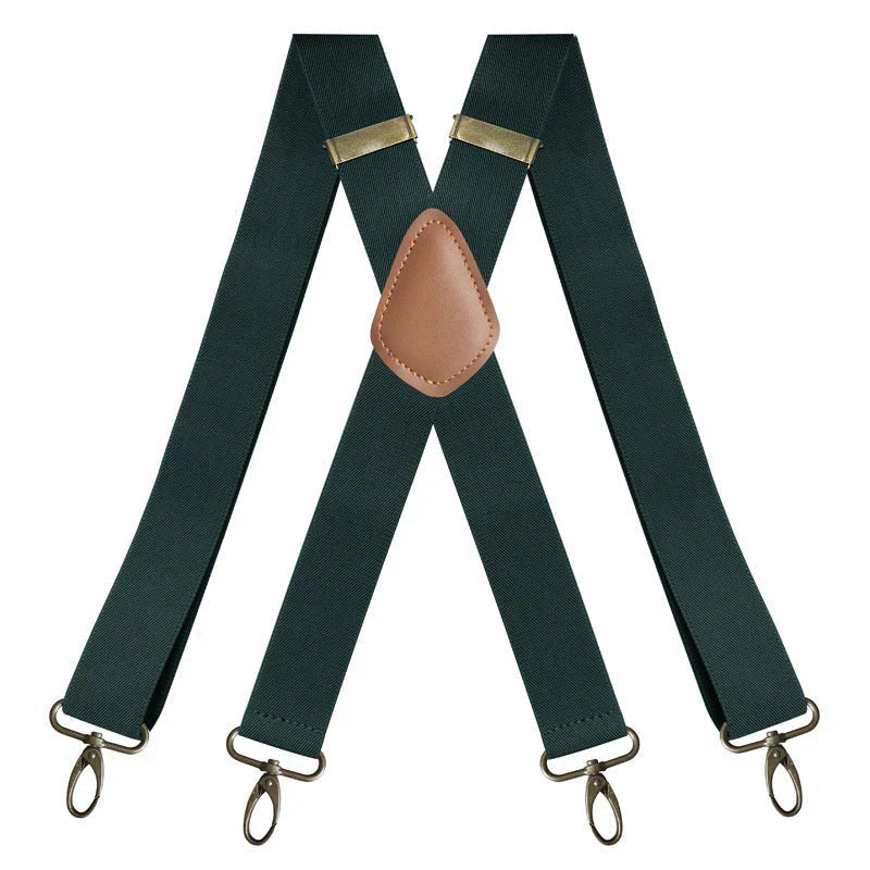 Men's Adjustable Y-Back Suspenders – 3.8cm Padded Straps, 120cm Length & Strong Clips