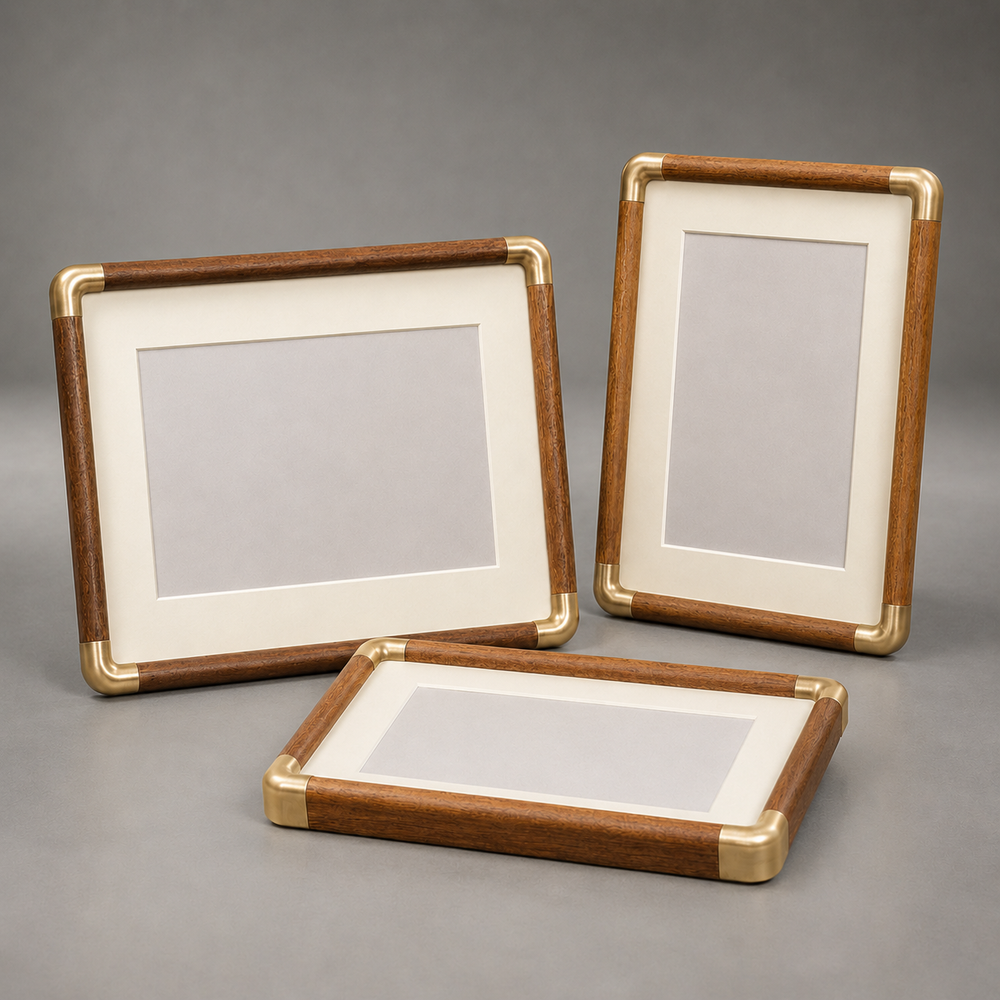 Vintage Wood Brass Photo Frame