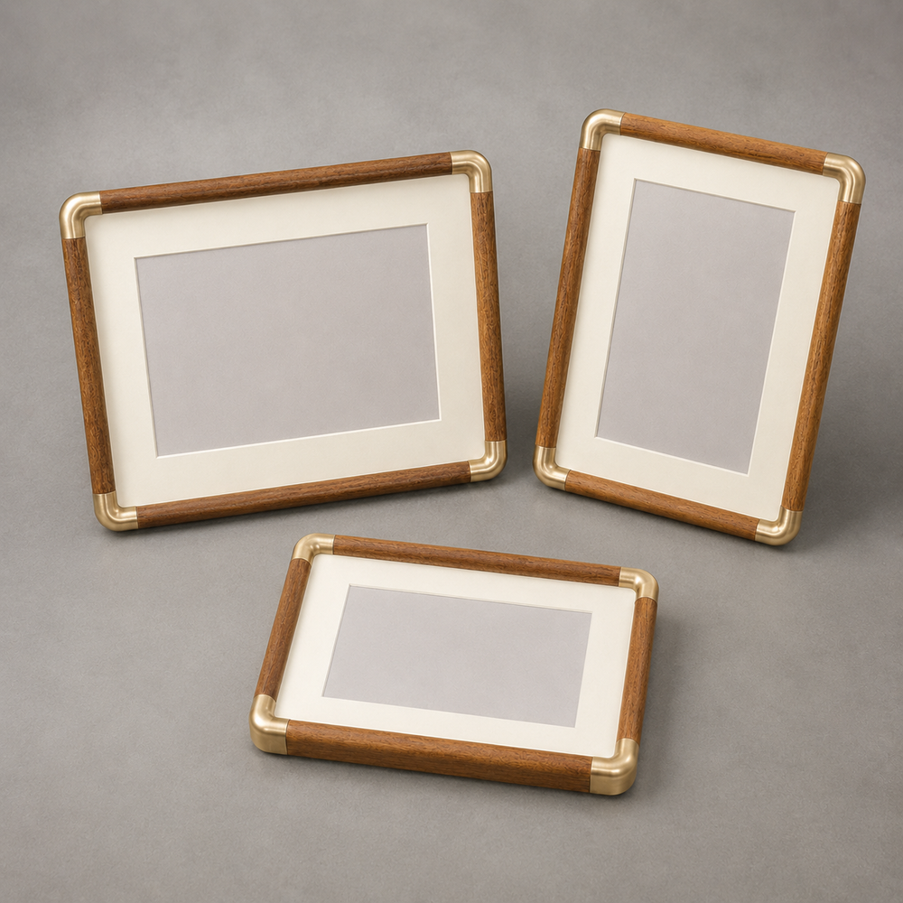 Vintage Wood Brass Photo Frame