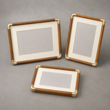 Vintage Wood Brass Photo Frame