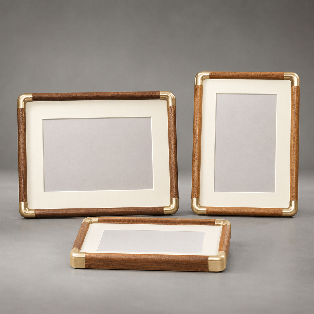 Vintage Wood Brass Photo Frame