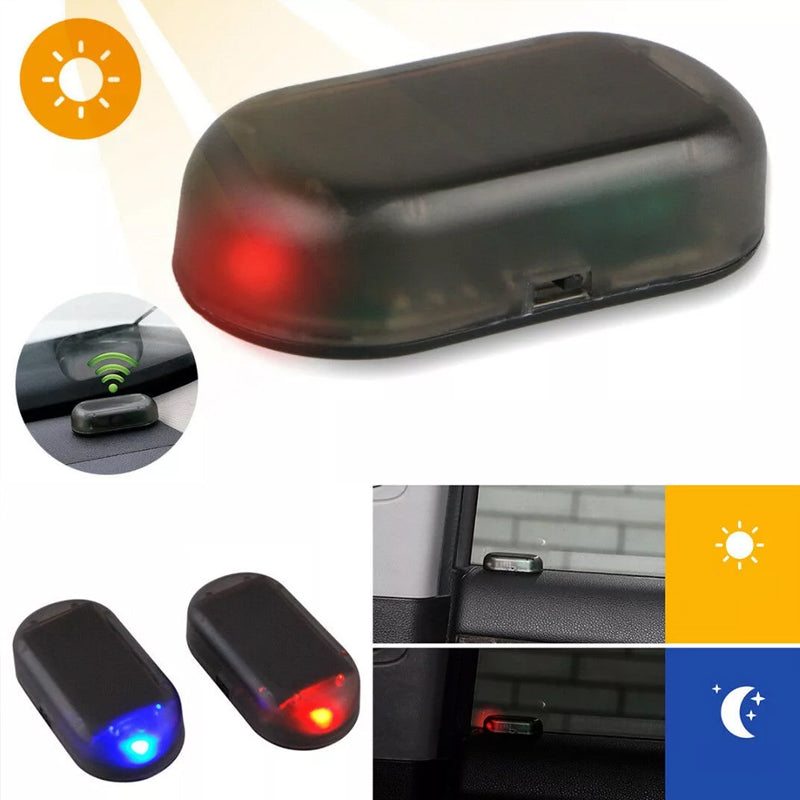 Solar-Powered LED Car Alarm Light – Anti-Theft Flashing Beacon, ABS, Red or Blue