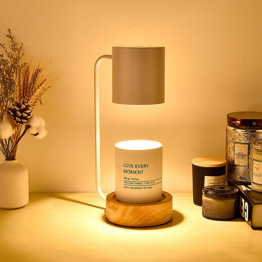Candle Warmer Lamp – Wooden Base, Dimmable Light & Japanese Minimalist Style