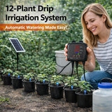 Solar Drip Irrigation System – 12 Plants, Digital Timer & USB Battery Backup