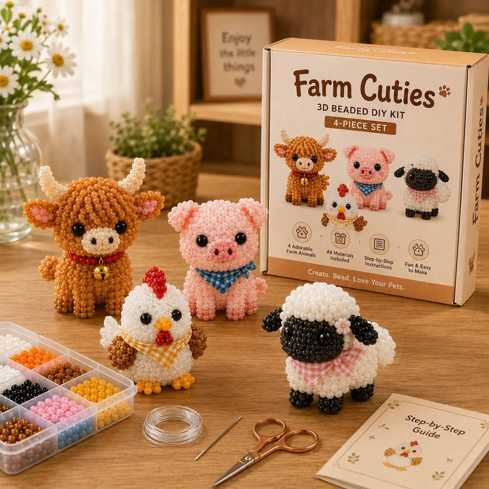 3D Beaded Craft Kit – Glass Bead Animal Figures, Beginner-Friendly & 12 Motif Sets