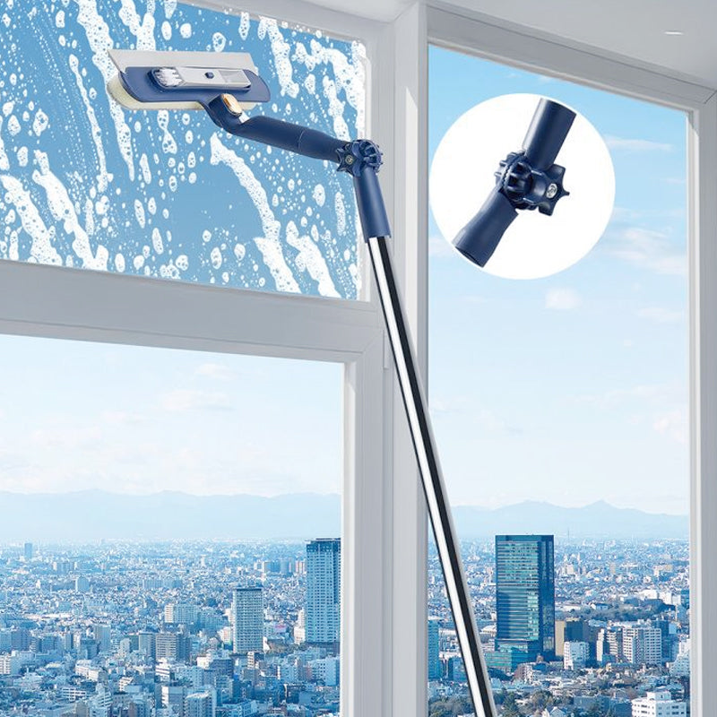 Telescopic Window Cleaner – Squeegee & Sponge, Extends to 120cm for Streak-Free Reach