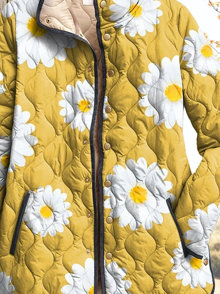 Optimized Product Title: "Damenjacke mit Charmantem Gänseblümchenmuster – Stylische Frühlingsjacke für Damen" 

This title includes relevant keywords for better visibility while maintaining clarity and appeal.