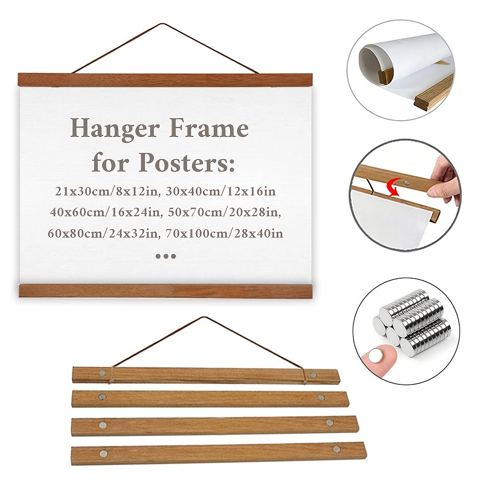 Magnetic Poster Hanger – Recycled Teak Wood, Frameless & 21–71cm Sizes