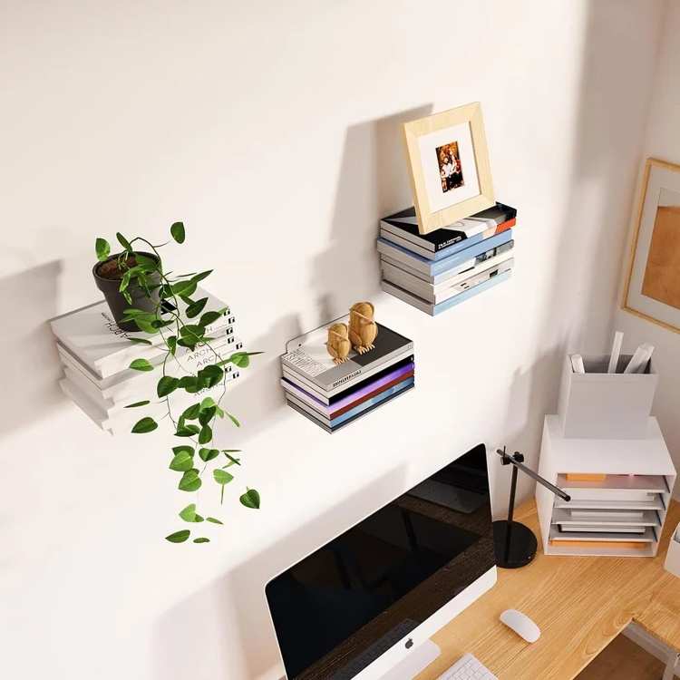 Invisible Floating Bookshelf – Stainless Steel, 7kg Capacity & Wall-Mounted