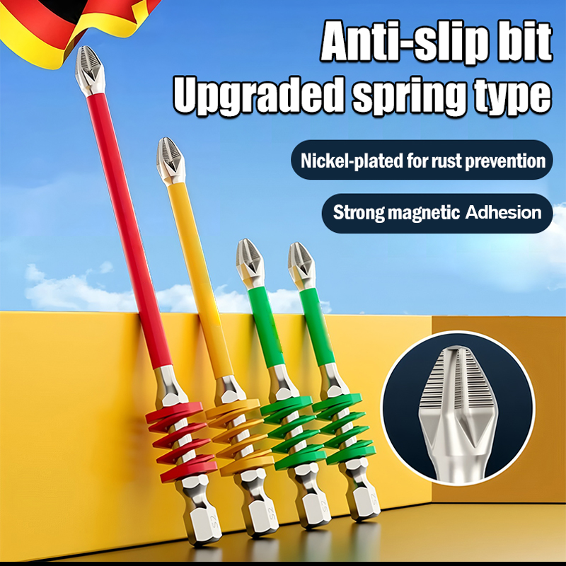 Magnetic Screwdriver Bit Set – S2 Alloy Steel, Anti-Slip Phillips Tip & 65/90/110mm Lengths