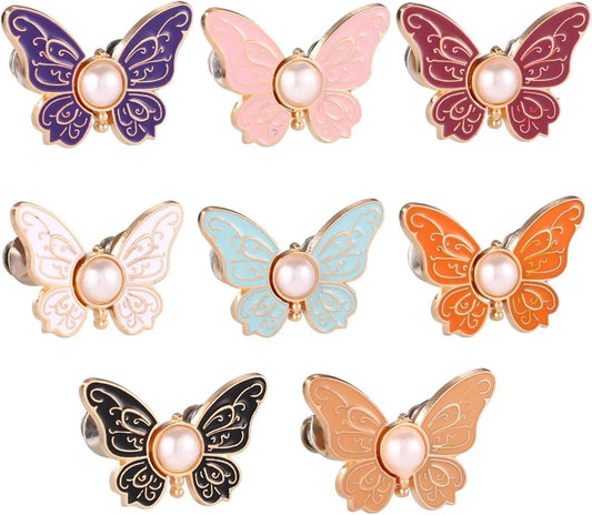 Women's Butterfly Waist Clips – Pearl Accent, 8-Color Set & No-Sew Fit Adjuster