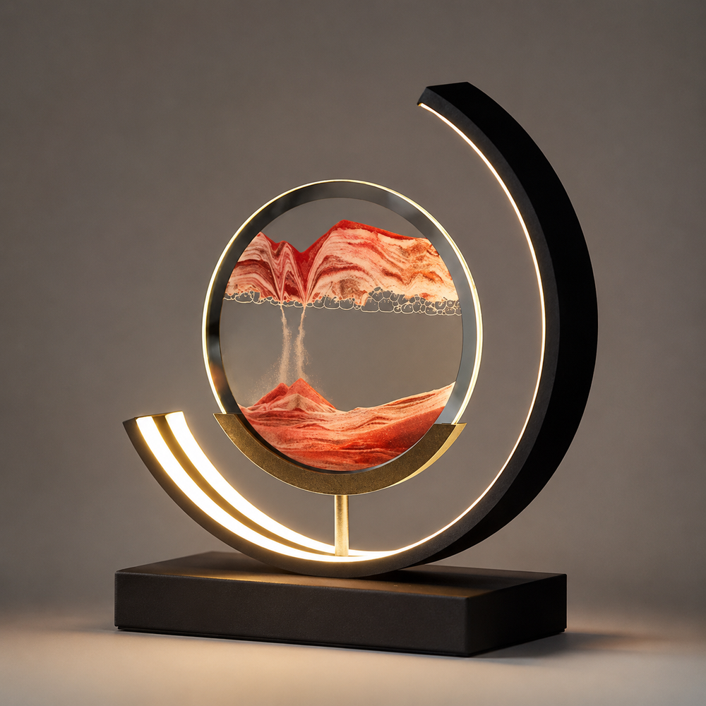 LED Table Lamp – Quicksand Sand Art Effect, USB Powered & Touch Switch