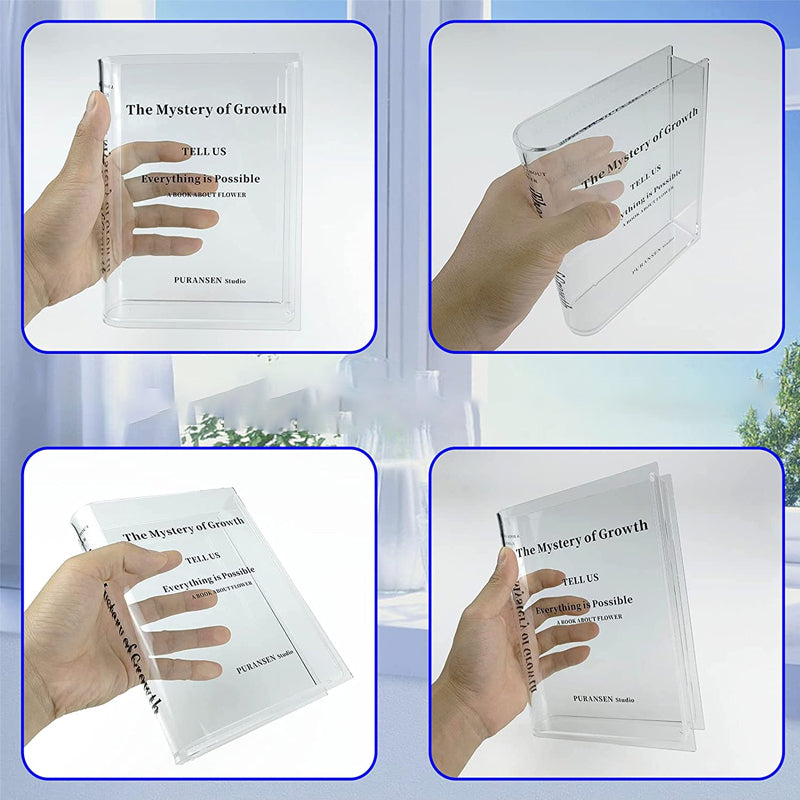 Book-Shaped Acrylic Bud Vase – Clear, Shatterproof & Modern Minimalist