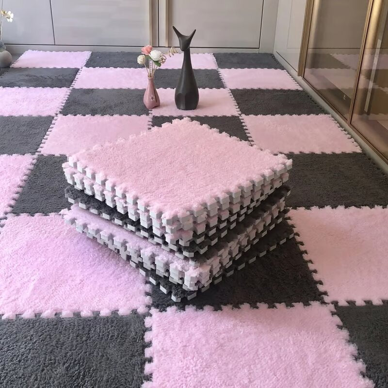 Plush Puzzle Rug Tiles – Foam, 30×30cm & Non-Slip Interlocking