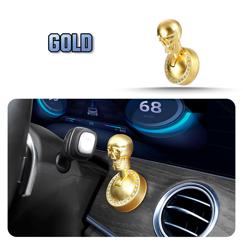 Skull Start Button Cover – Aluminum Alloy, Rhinestone Detail & Adhesive Mount