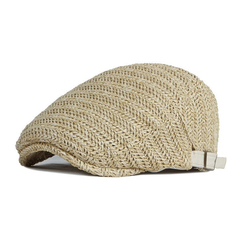 Men's Summer Flat Cap – Breathable Herringbone, Adjustable 55–59cm, UV Protection